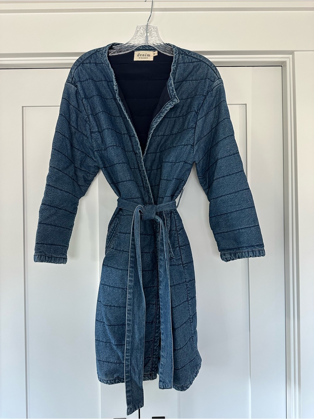 Aglini Quilted Belted Coat - Denim Blue